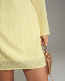 Sarı Kare Yaka A Kesim Mini Elbise