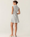 Sueña Mavi Çiçekli Cepli Kolsuz Mini Elbise