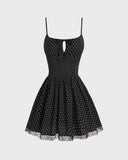 Sueña™ Siyah Puantiyeli Slip Mini Elbise