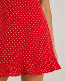 Sueña™ Kırmızı Sevgili Yaka Volanlı Mini Elbise