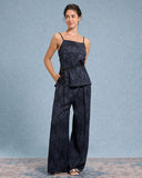 Sueña™ Mavi Dokulu Geniş Paça Pantolon