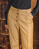 Haki Doğal Bel Cepli Geniş Paça Pantolon