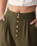 Sueña™ Yeşil Yüksek Bel Düz Bol Paça Pantolon