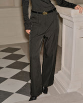 Gri Doğal Bel Cepli Düz Pantolon