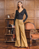 Haki Doğal Bel Cepli Geniş Paça Pantolon