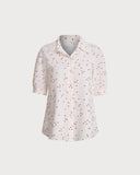 Sueña™ Bej Kalp Desenli Yarım Kol Bluz