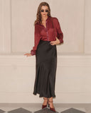 Şarap Kırmızısı Işıltılı Bol Gömlek