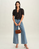 Sueña™ Siyah Kabarık Kollu Dantel Bluz