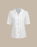 Sueña™ Beyaz Çizgili Düğmeli Bluz