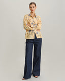 Sarı Çiçekli Bol Gömlek