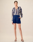 Sueña™ Kadın Lacivert Yüksek Bel Pileli Şort