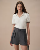 Sueña™ Kadın Gri Yüksek Bel Kuşaklı Pileli Şort