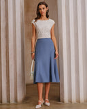 Mavi Doğal Belli Denizkızı Midi Etek
