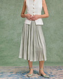 Sueña™ Yeşil Uçuşan Pileli Midi Etek