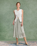 Sueña™ Yeşil Uçuşan Pileli Midi Etek