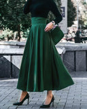 Yeşil Yüksek Bel Kloş Etek