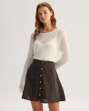 Sueña™ Kahverengi Cepli Yüksek Bel Etek