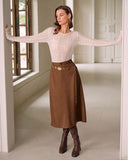 Kahverengi Doğal Bel Düz Etek