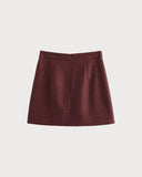 Şarap Kırmızısı Doğal Bel Düz Etek