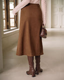 Kahverengi Doğal Bel Düz Etek