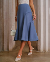 Mavi Doğal Belli Denizkızı Midi Etek