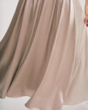 Pembe Lastikli Bel Kloş Midi Etek
