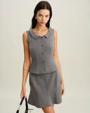 Sueña™ Gri Denizkızı Mini Etek