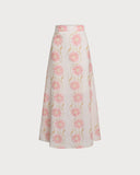 Sueña™ Pembe Çiçekli Kloş Midi Etek
