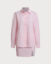 Sueña™ Pembe Çizgili Gömlek Etek Takımları