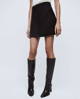 Siyah Doğal Bel A Kesim Mini Etek