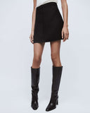 Siyah Doğal Bel A Kesim Mini Etek