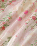 Sueña™ Pembe Çiçekli Beli Lastikli A Kesim Midi Etek