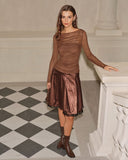 Kahve Kloş Diz Boyu Etek