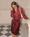 Şarap Kırmızısı Doğal Belli Denizkızı Midi Etek