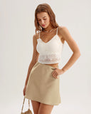 Sueña™ Kayısı Saten Beli Lastikli A Kesim Mini Etek