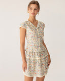 Sueña™ Çiçekli Beli Lastikli Dantelli Mini Etek