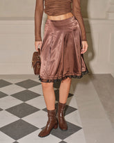 Kahve Kloş Diz Boyu Etek