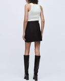 Siyah Doğal Bel A Kesim Mini Etek