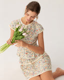 Sueña™ Çiçekli Beli Lastikli Dantelli Mini Etek