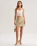 Sueña™ Kayısı Saten Beli Lastikli A Kesim Mini Etek