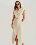 Kayısı Keten Doğal Bel Midi Etek