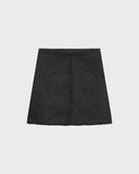Siyah Doğal Bel A Kesim Mini Etek