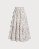 Sueña Mor Çiçekli Beli Lastikli Midi Etek