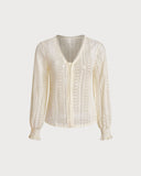 Kayısı V Yaka Büzgülü Bluz