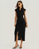 Siyah Kapüşonlu Kol Düğmeli Bluz