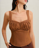 Sueña™ Kahverengi Büzgülü Büzgülü Atlet Üst