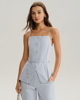 Mavi Düğmeli Atlet Üst