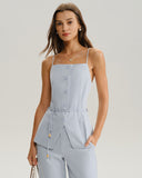 Mavi Düğmeli Atlet Üst