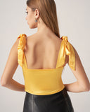 Sueña™ Bettydress-Sarı Saten Kravat Askılı Cami Üst