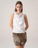 Sueña™ Bettydress-Beyaz Saten Kapüşonlu Yaka Yelek